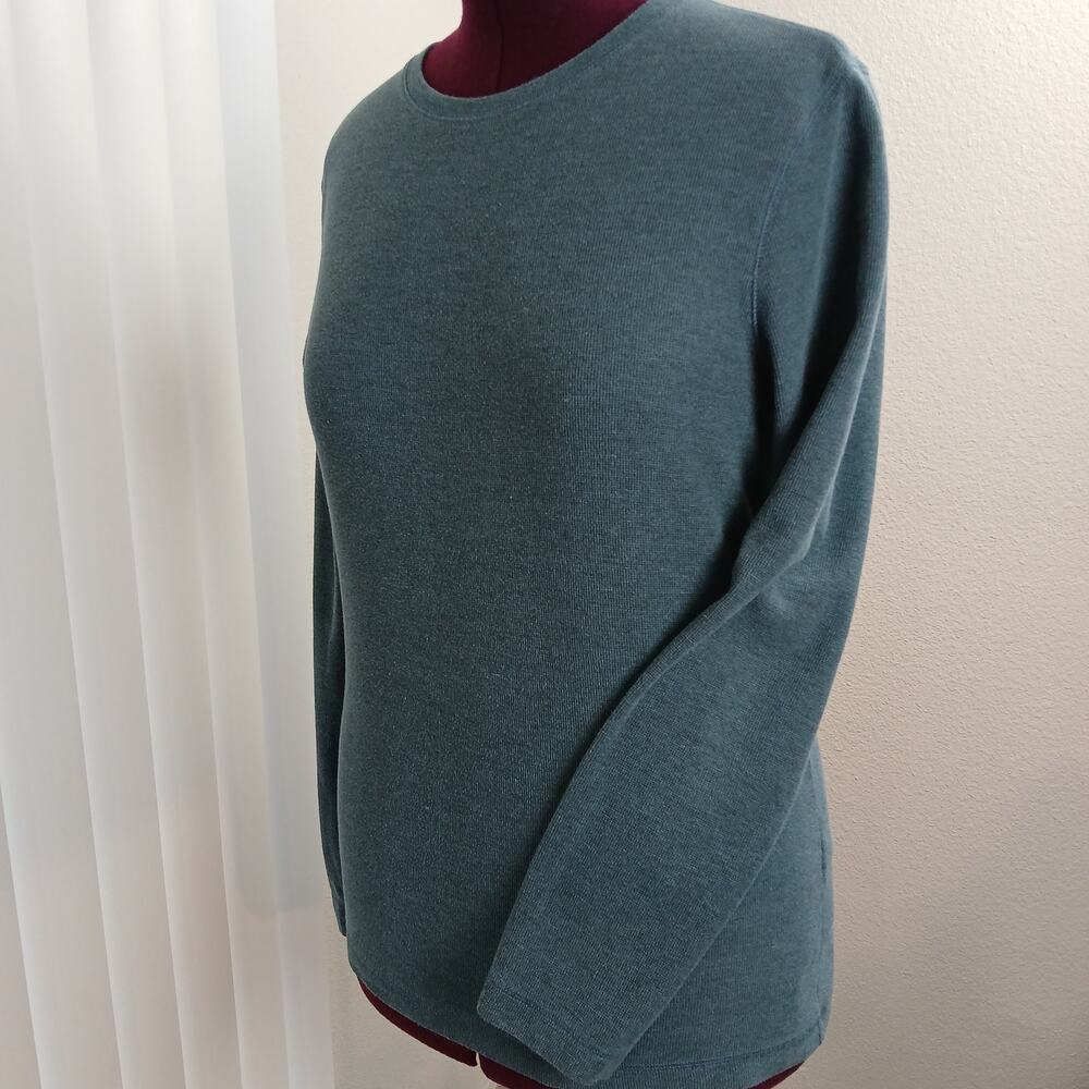 Banana Republic Waffle Knit Thermal Shirt Mens M blue teal long sleeve 359627